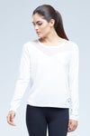 Taylor Mix Media Long-Sleeve Top With Back Scoop Neck